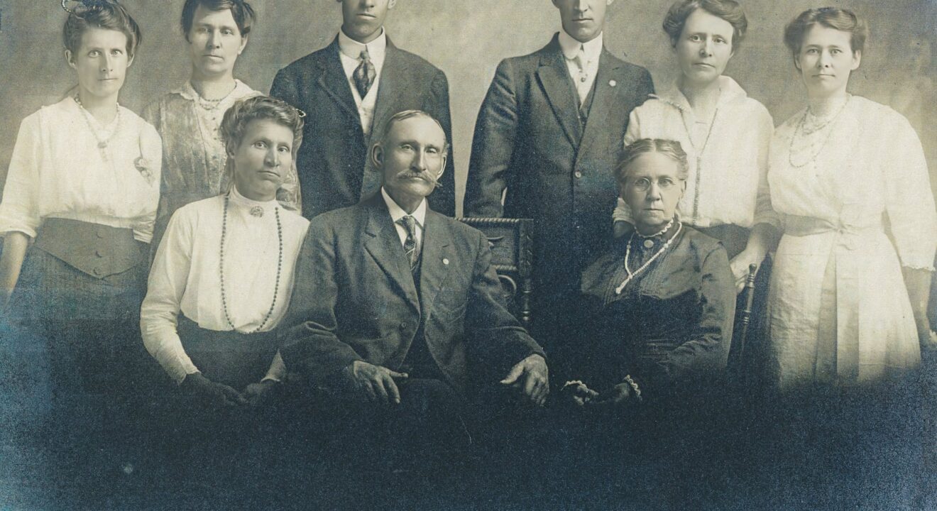 retro photo of group of people in old times
