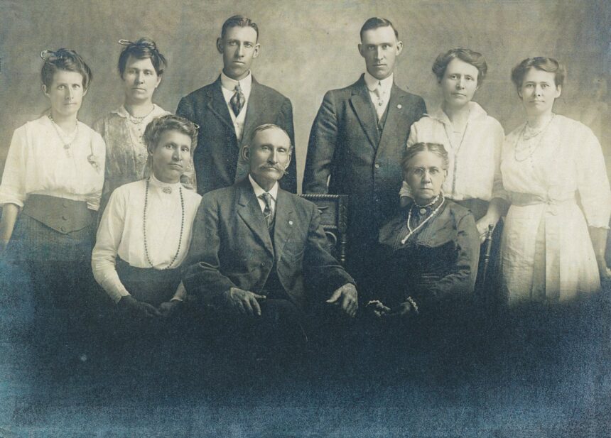 retro photo of group of people in old times