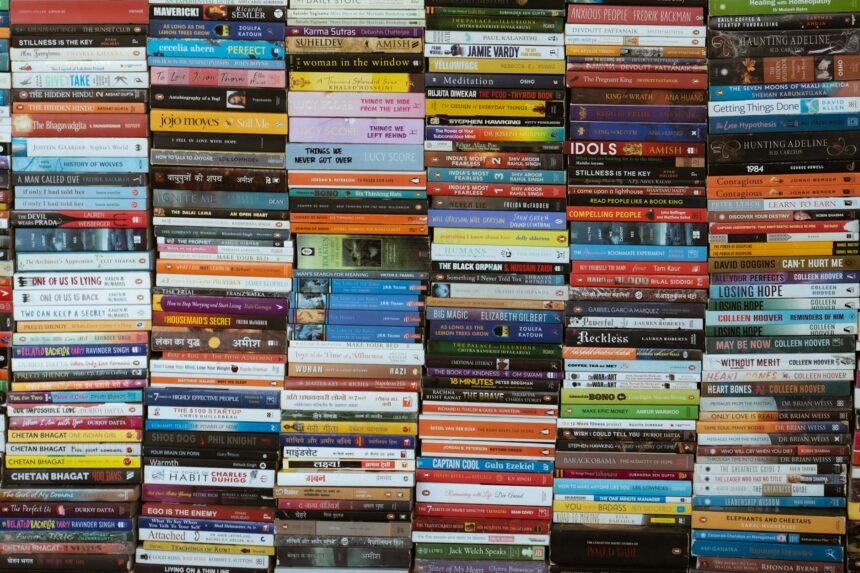 pexels photo 33703389 colorful array of books stacked in delhi market